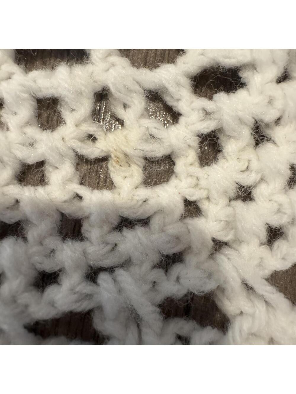Vintage Round Crochet Tablecloth Cream Ruffle Edge Handmade‎ Grandma Cottage - Picture 3 of 5